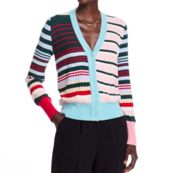 NWT Aldo Martins Talo Striped Multicolor Button Cardigan in Striped Powder - Picture 3 of 10
